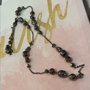 Elegant Gun Metal Variety Shining Beaded Long Necklace